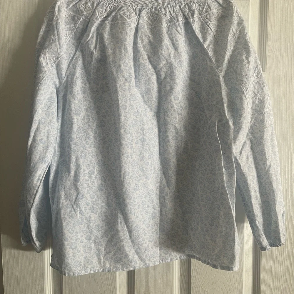 Joie Pale Blue Floral Off-Shoulder Top floral boho top size large - Picture 4 of 4